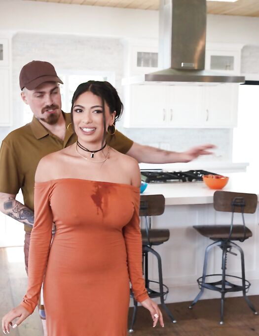 Exotic Brunette Reyna Belle Pleasures Tattooed Dude In The Bathroom